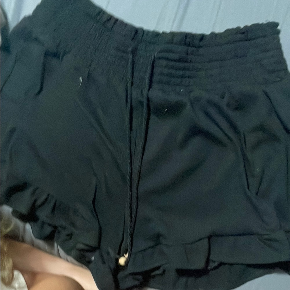 No Boundaries Black High Waist Shorts with Ruffle Trim